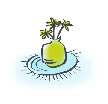 Illustration of vase and flowers