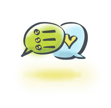 Illustration of two speech bubbles